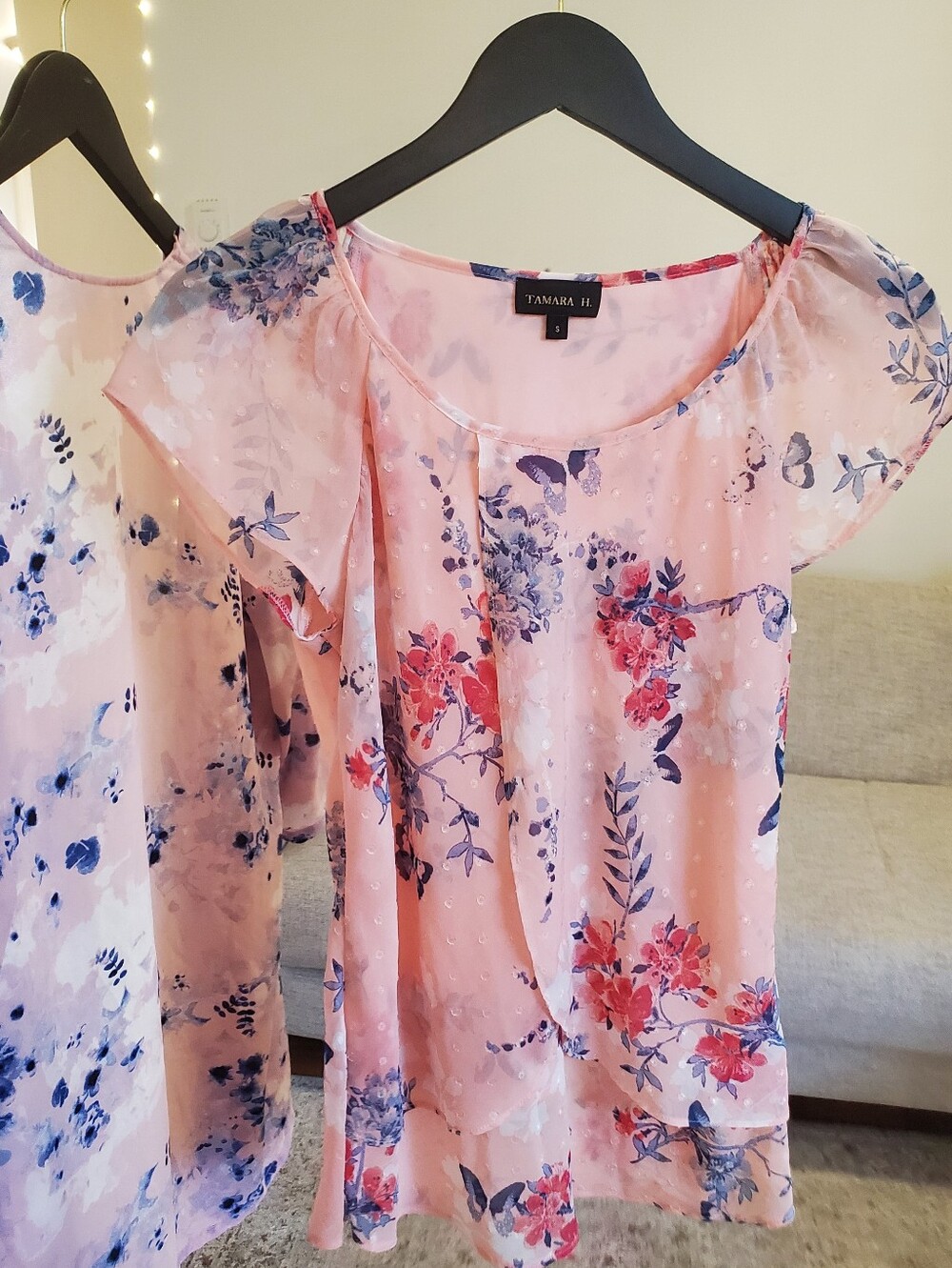Tamara H Pink Floral Short Sleeve Blouse